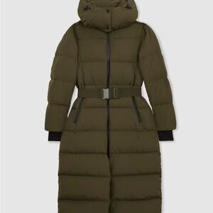 Reiss Khaki Belted Puffer Jacket